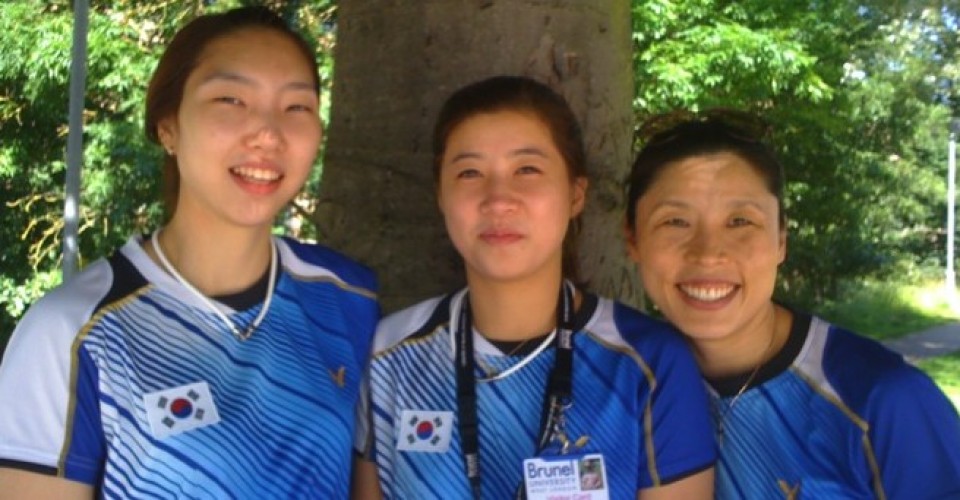 Ji Hyun, Bae Yun Ju and Sung Ji Hyun at the 2012 London Olympics Village